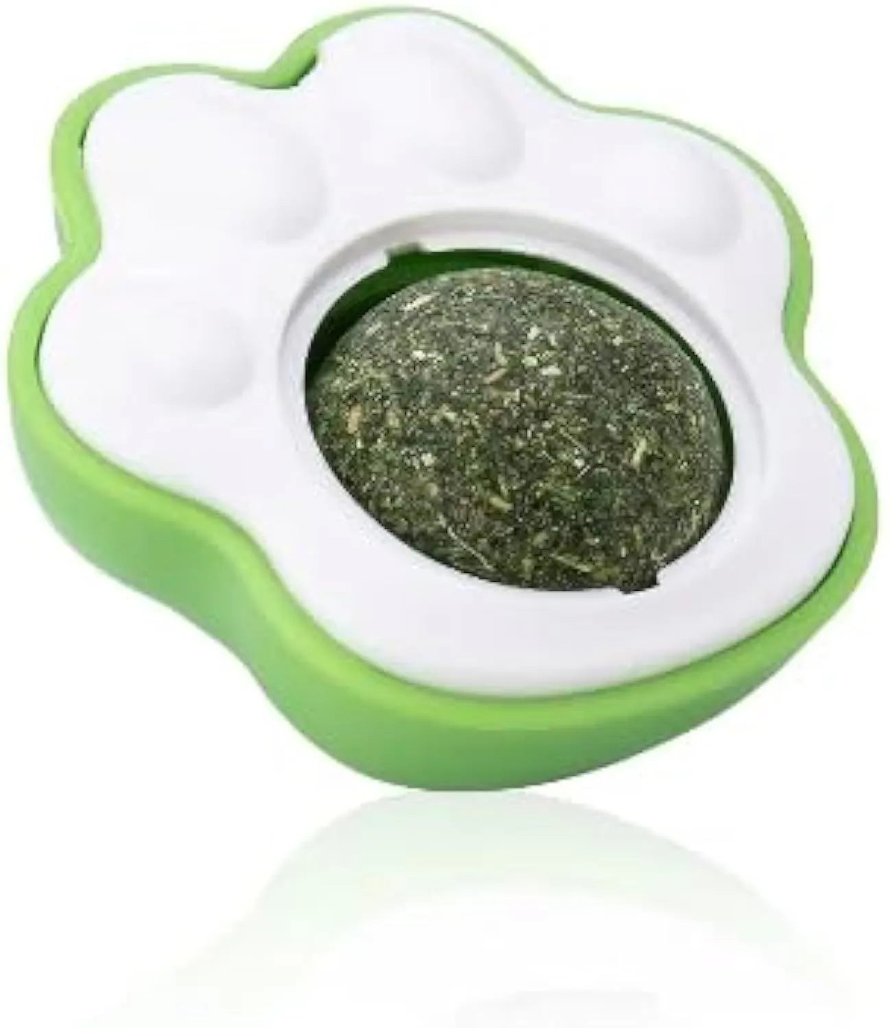 Set of four coloured catnip balls for dental cleaning and play, showing 45mm size
