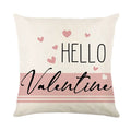 Red and white plaid heart print on a square pillow cover for Valentine's Day decoration.
