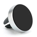 Magnetic car air vent phone holder in black mounted on vehicle vent with smartphone attached