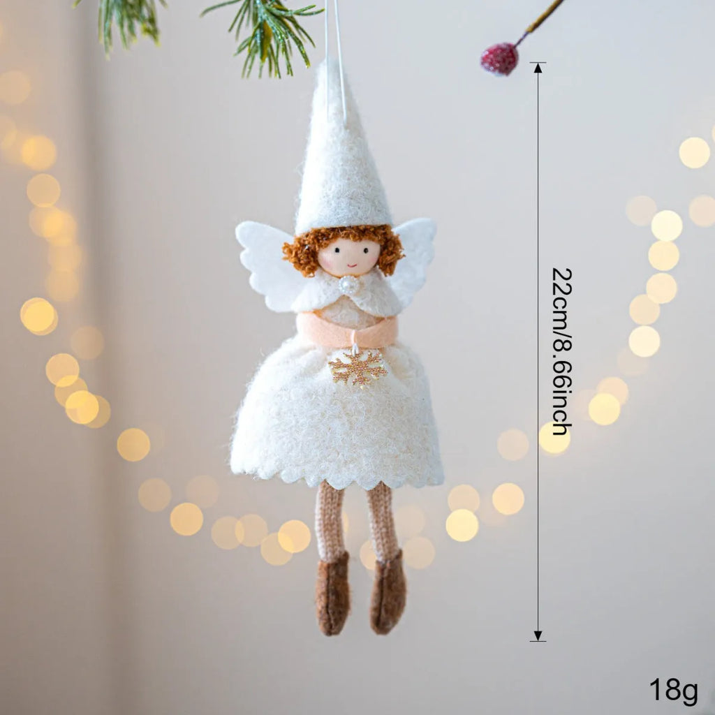 White and pink cloth Christmas girl angel skirt felt pendant decoration with modern simplicity design