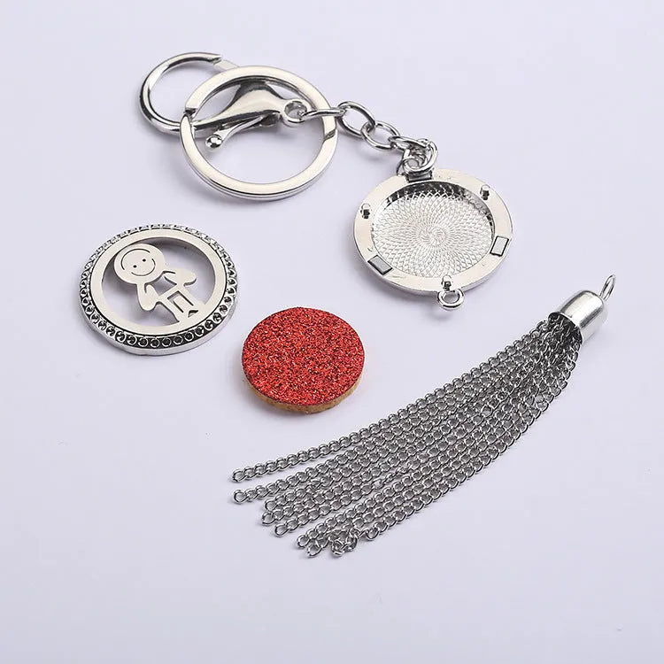 Alloy tassel aromatherapy car pendant with chain for vehicle fragrance diffusion