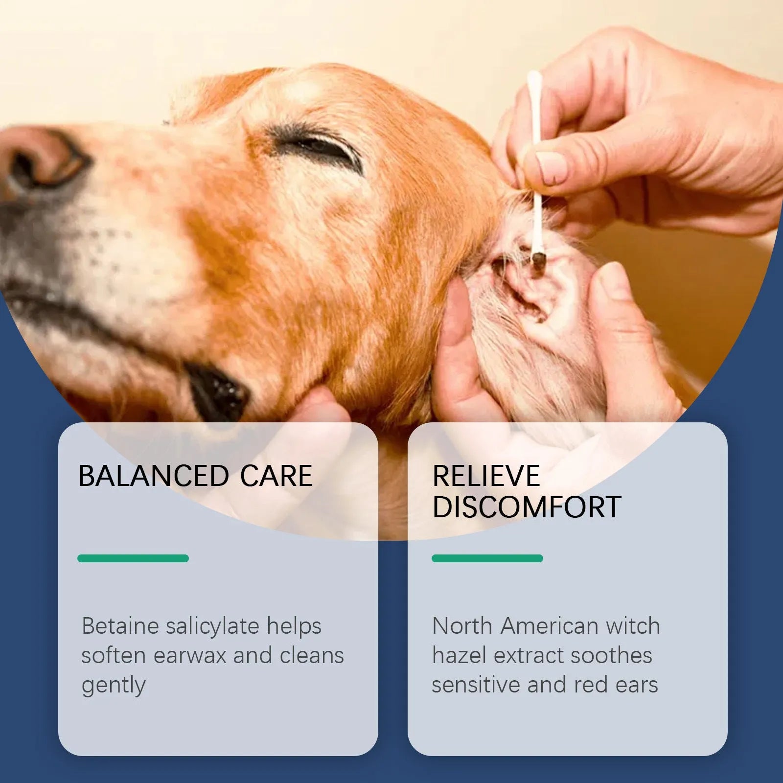 100ml bottle of cat and dog ear cleaning solution with applicator for gentle earwax removal