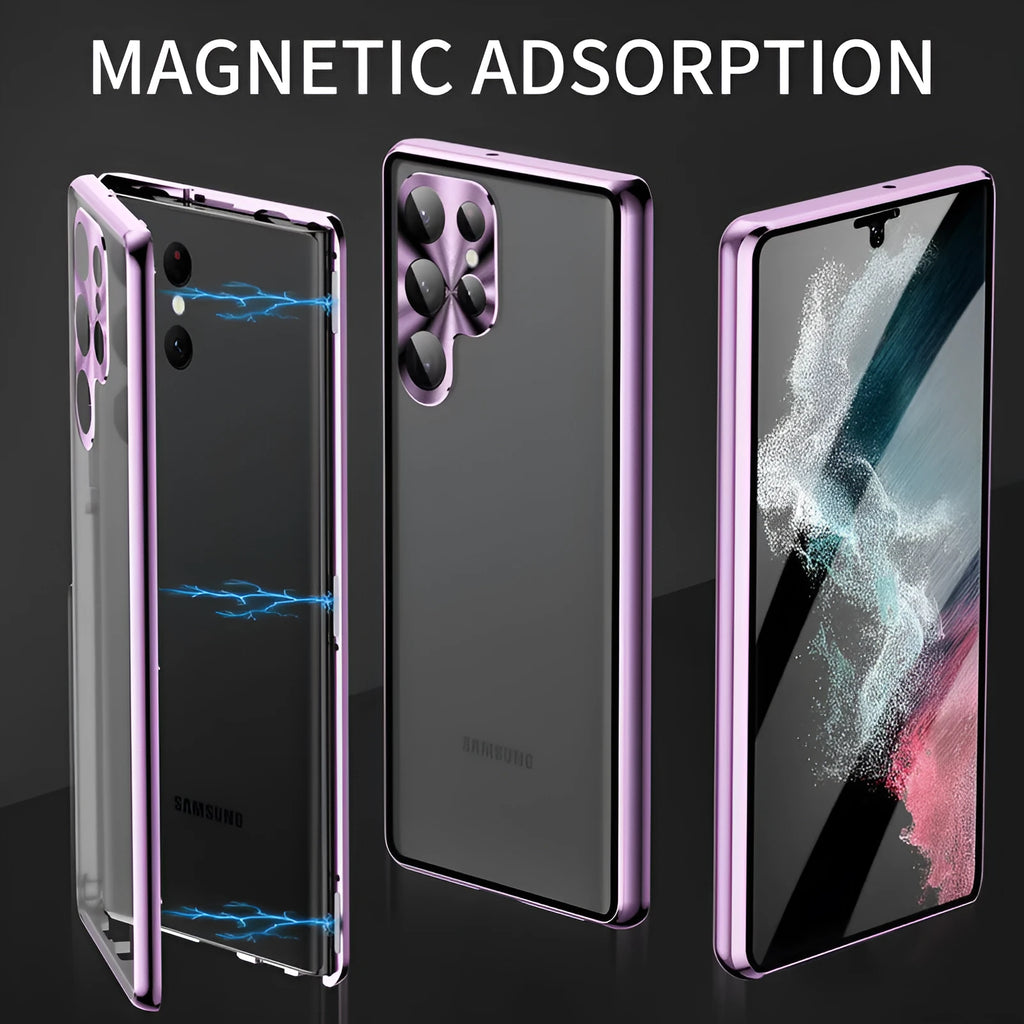 Samsung S24 Ultra phone case with integrated mirror and magnetic back in multiple colour options.