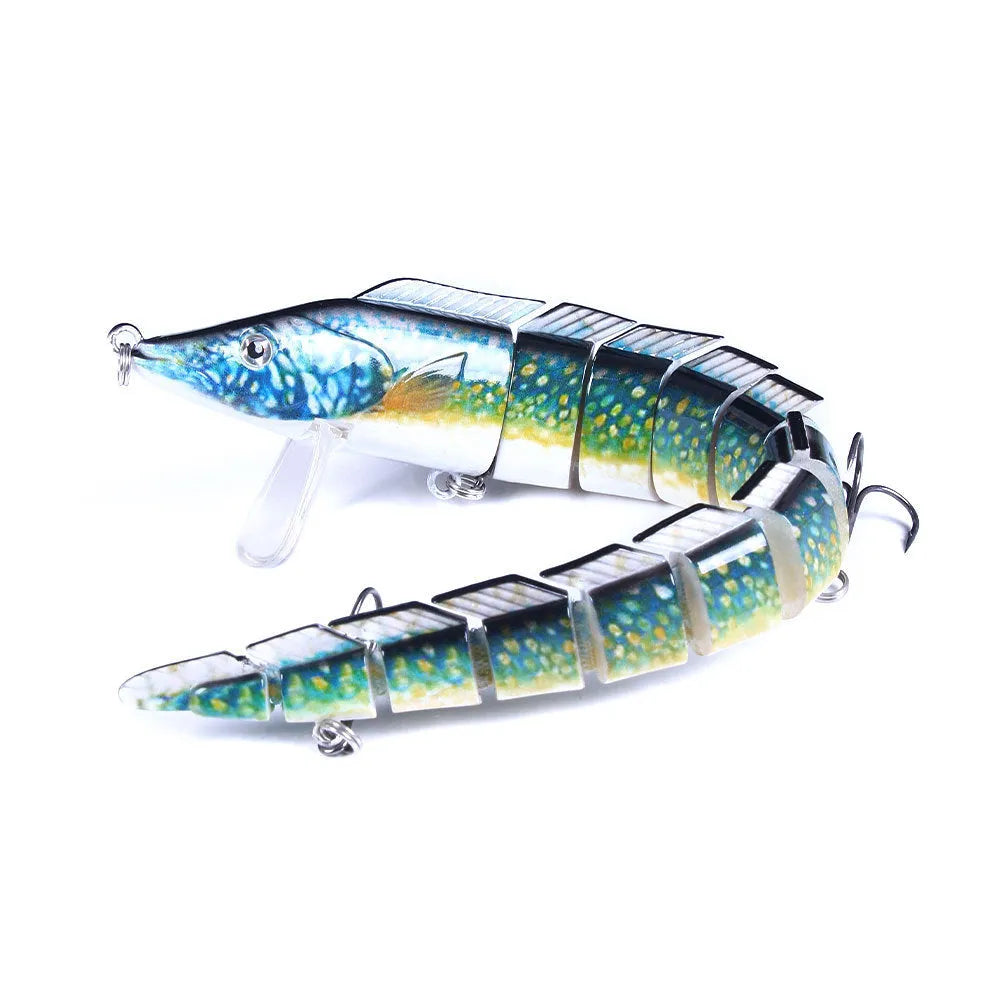 Multi-section soft plastic loach fishing lure measuring 23cm with #2 hook in various colour options