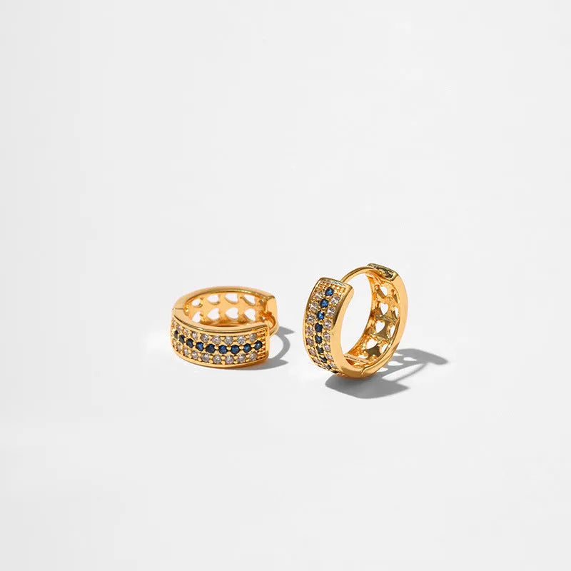 Geometric round women's earrings in copper with electroplated finish