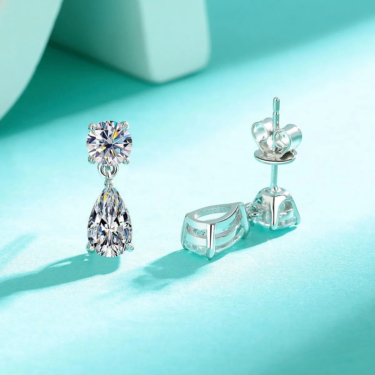 925 sterling silver water drop moissanite stud earrings in gold or silver colour