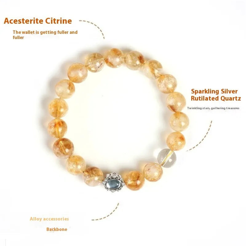 Crystal citrine bracelet with 10mm geometric stones and unisex design