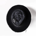 Black and white skull print wool felt denim hat with conical crown for Halloween costumes