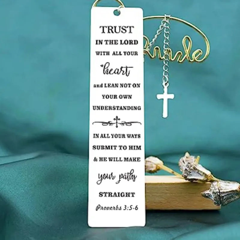 Stainless steel bookmark with family Bible verse in CFS5170 steel colour