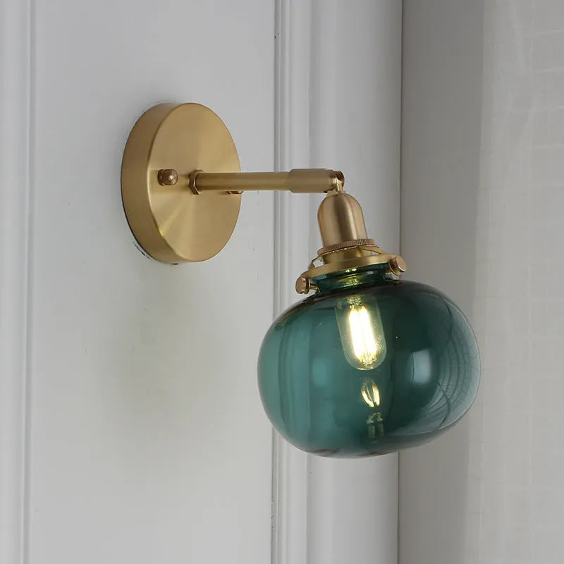 Pumpkin-shaped transparent glass wall lamp for living room or bedroom lighting
