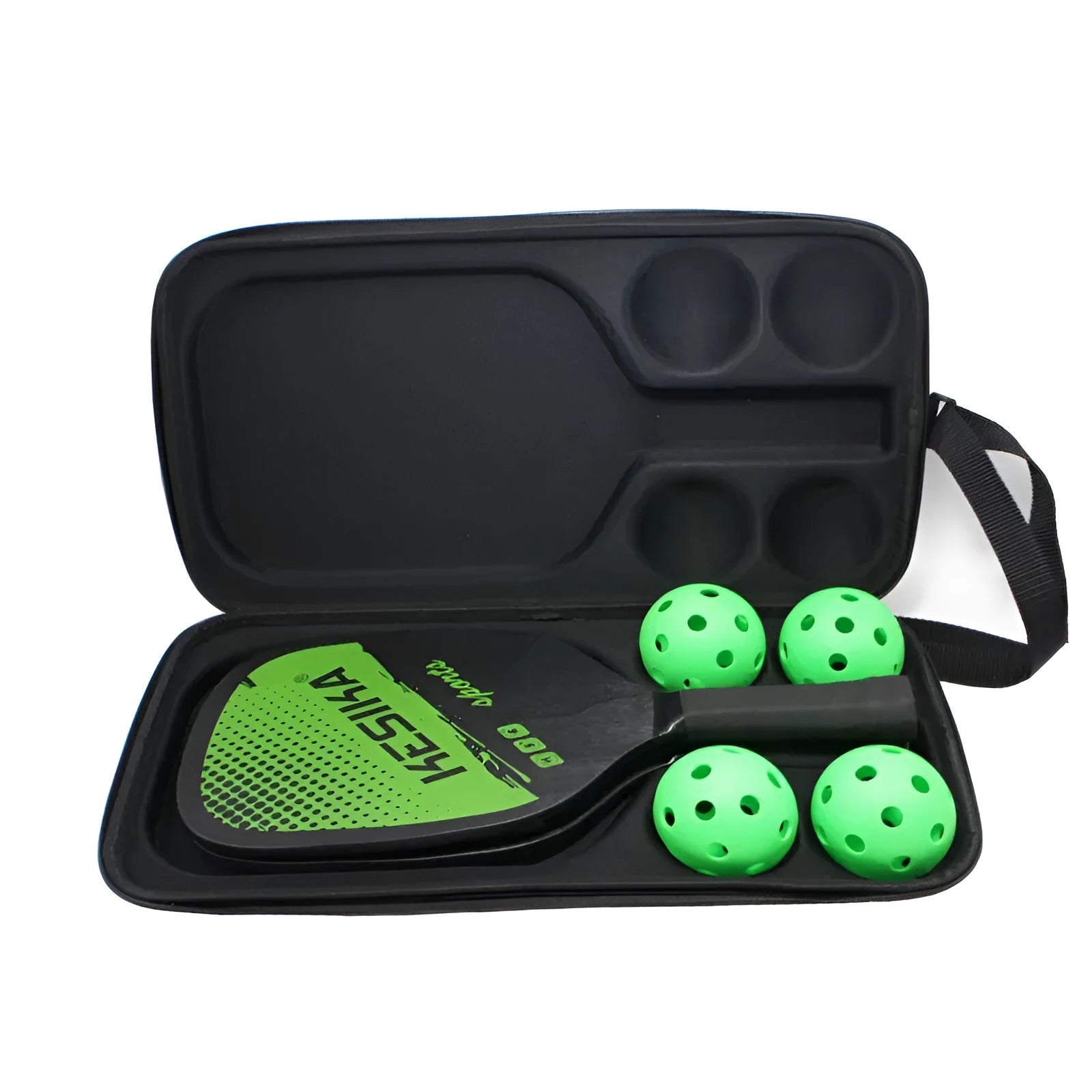 Black EVA pickleball racket storage box with double shoulder straps