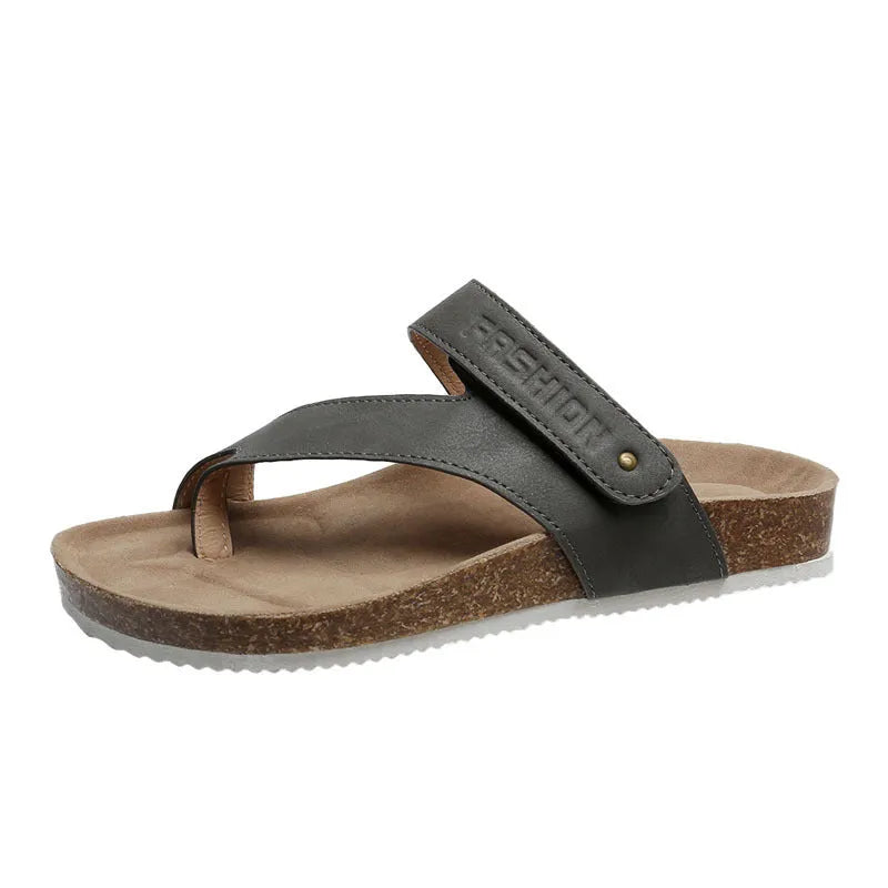 Flat toe ring thick-soled flip-flops in blue colour with foam sole