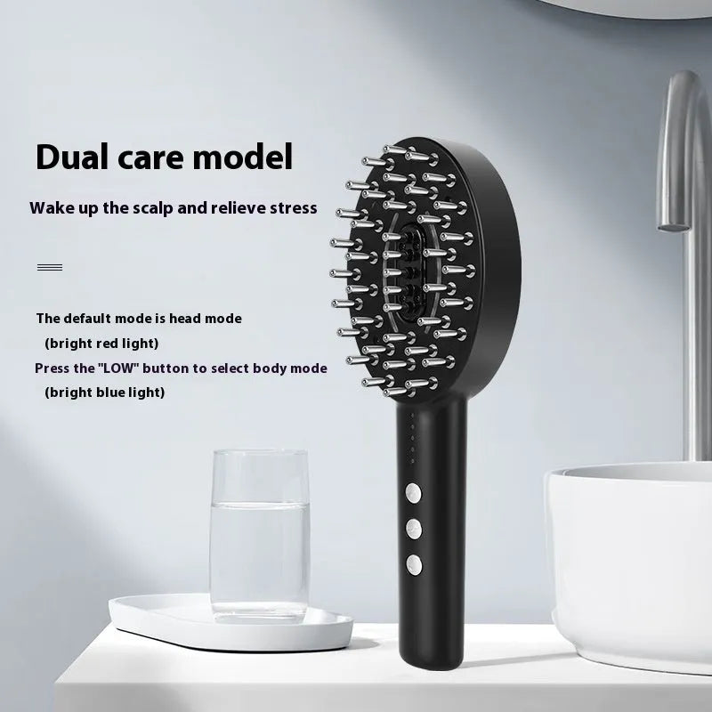 Handheld cordless scalp massager device in KD3802 Black colour with a charging cable.