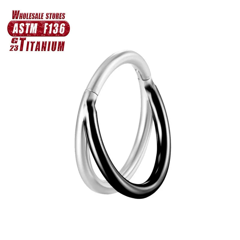 F136 titanium alloy fork nose ring body jewellery in silver, gold, black, and rose gold colours.