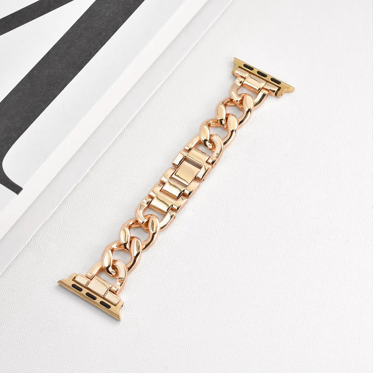 Denim chain metal Apple Watch strap in silver, black, gold, rose gold and Starlight colour options