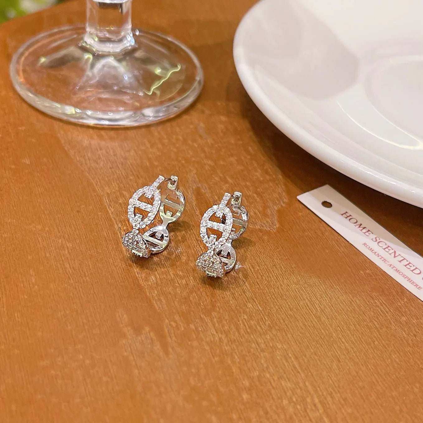 Ladies diamond cut electroplated earrings in silver, gold, and rose gold colour options for casual wear
