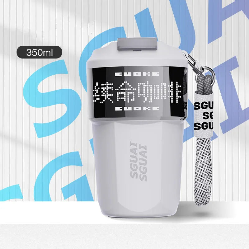 Japanese style stainless steel portable coffee cup with 50mL capacity in blue, grey, orange, white, and purple colour options.