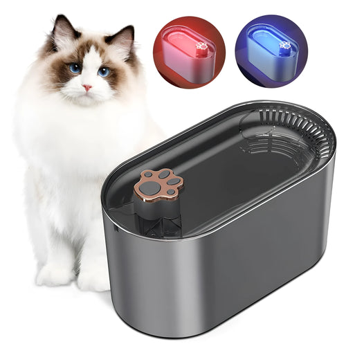 3L capacity automatic pet water fountain with filter in Berlin blue colour, showing pump and LED light