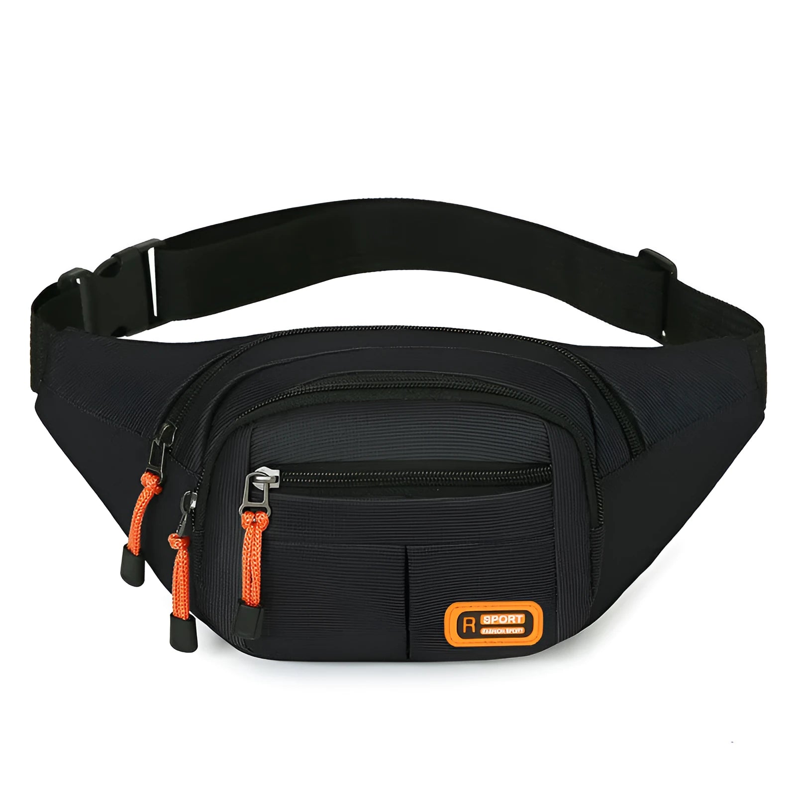 Slanted large capacity chest bag in nylon, shown in available colours: black, blue, gray, green.