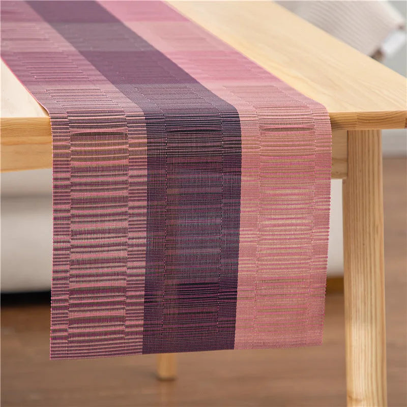 Modern PVC non-slip placemat in gradient bamboo colour on a table.