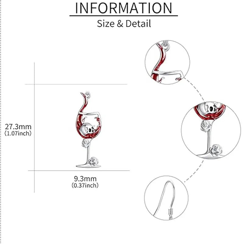Zinc alloy skull wine glass earrings with electroplated finish geometric Halloween design