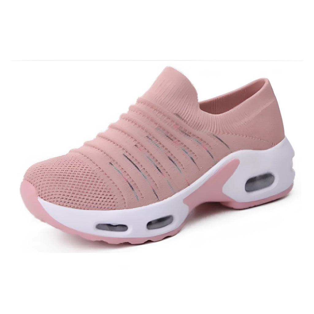 Plus size women's and men's stretch knit sock shoes in dark blue with fly-knit mesh upper.