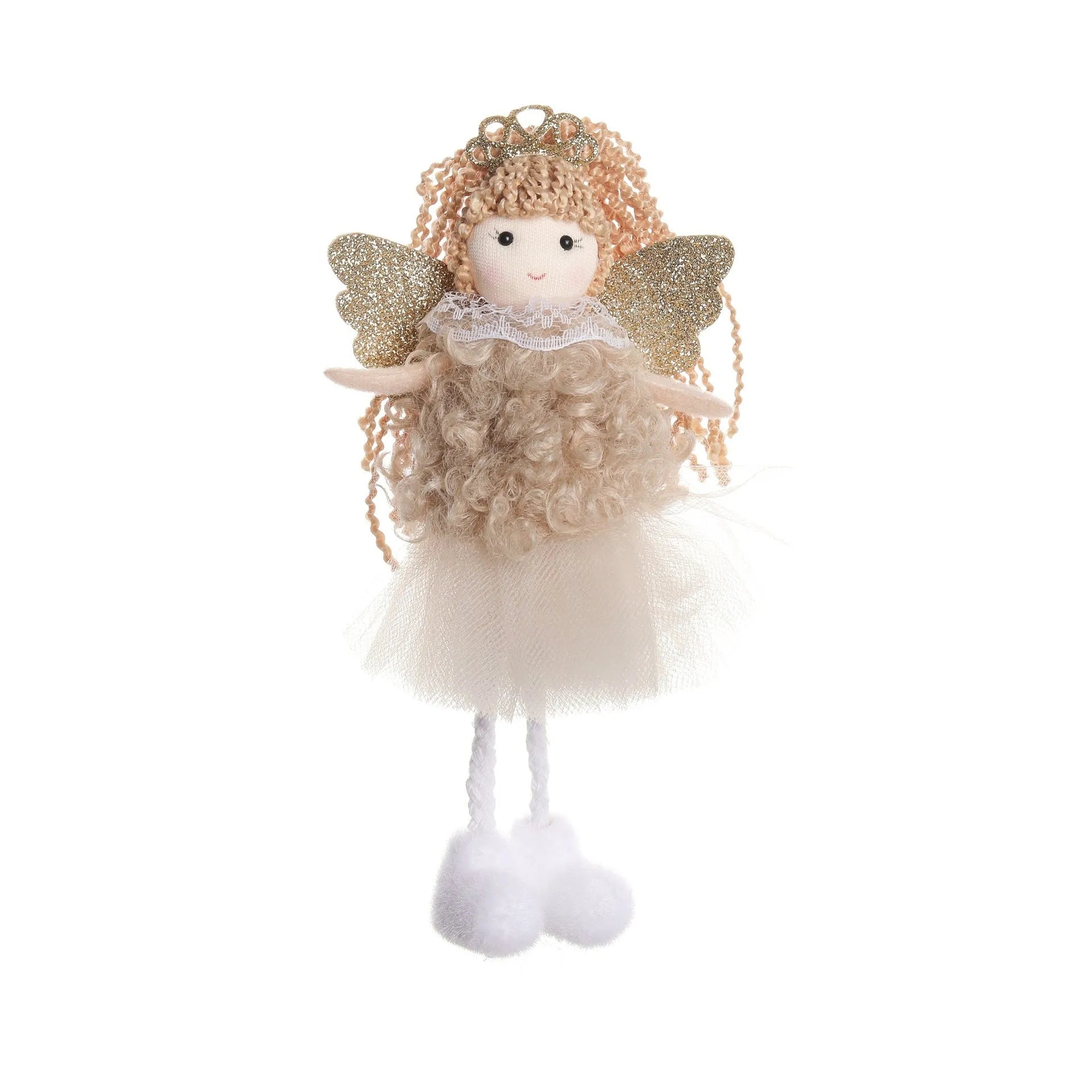 Cloth Christmas angel hair pendant for a girl's high ponytail in white, pink, and khaki styles.