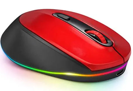 24g wireless optical mouse with USB charging cable on a desk