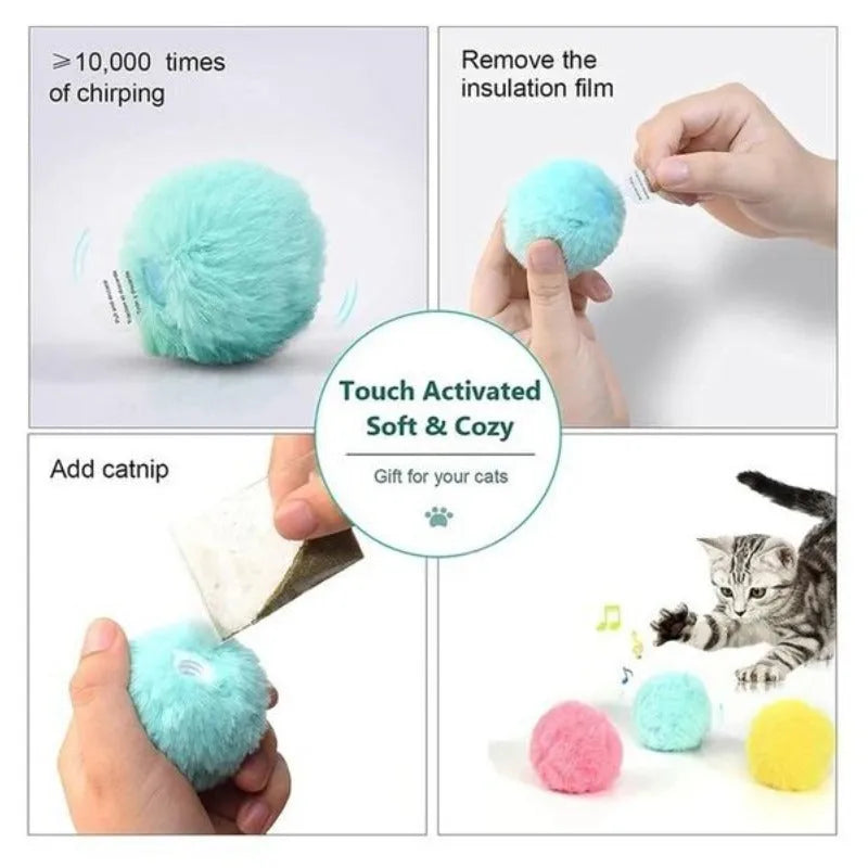 55mm interactive cat toy ball that makes animal sounds when touched by pets