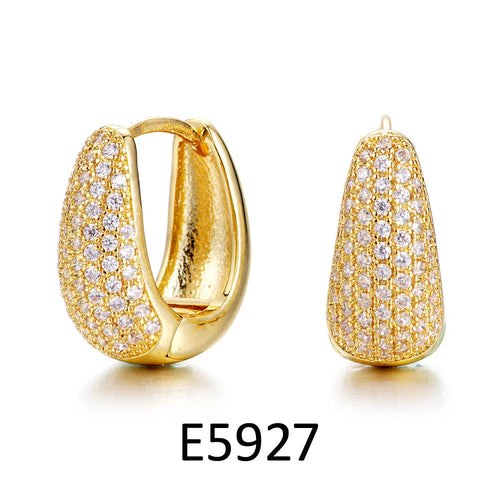 Brass gold plated heart shaped zircon ear clip earrings for women with copper alloy and electroplated finish