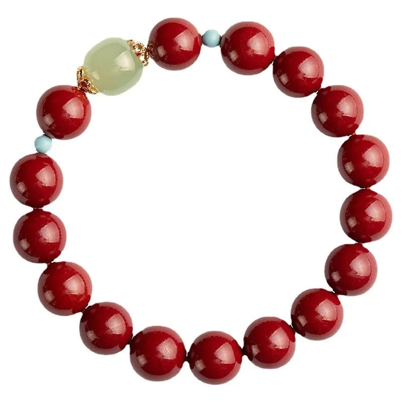 Cinnabar Hetian Jade bracelet with elliptical geometric beads in purple gold sand colour showing 6mm, 8mm, and 10mm size options