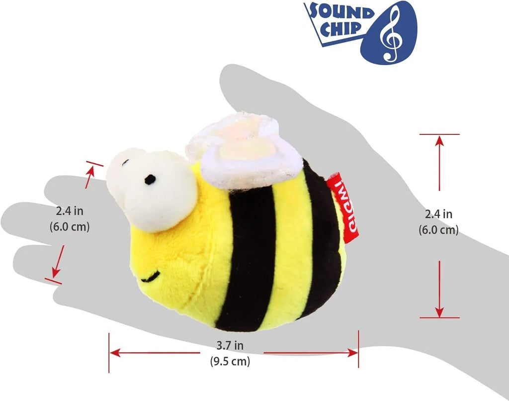 Yellow electronic chirpy bee sound toy for cats with flannelette fabric and motion-activated squeaking