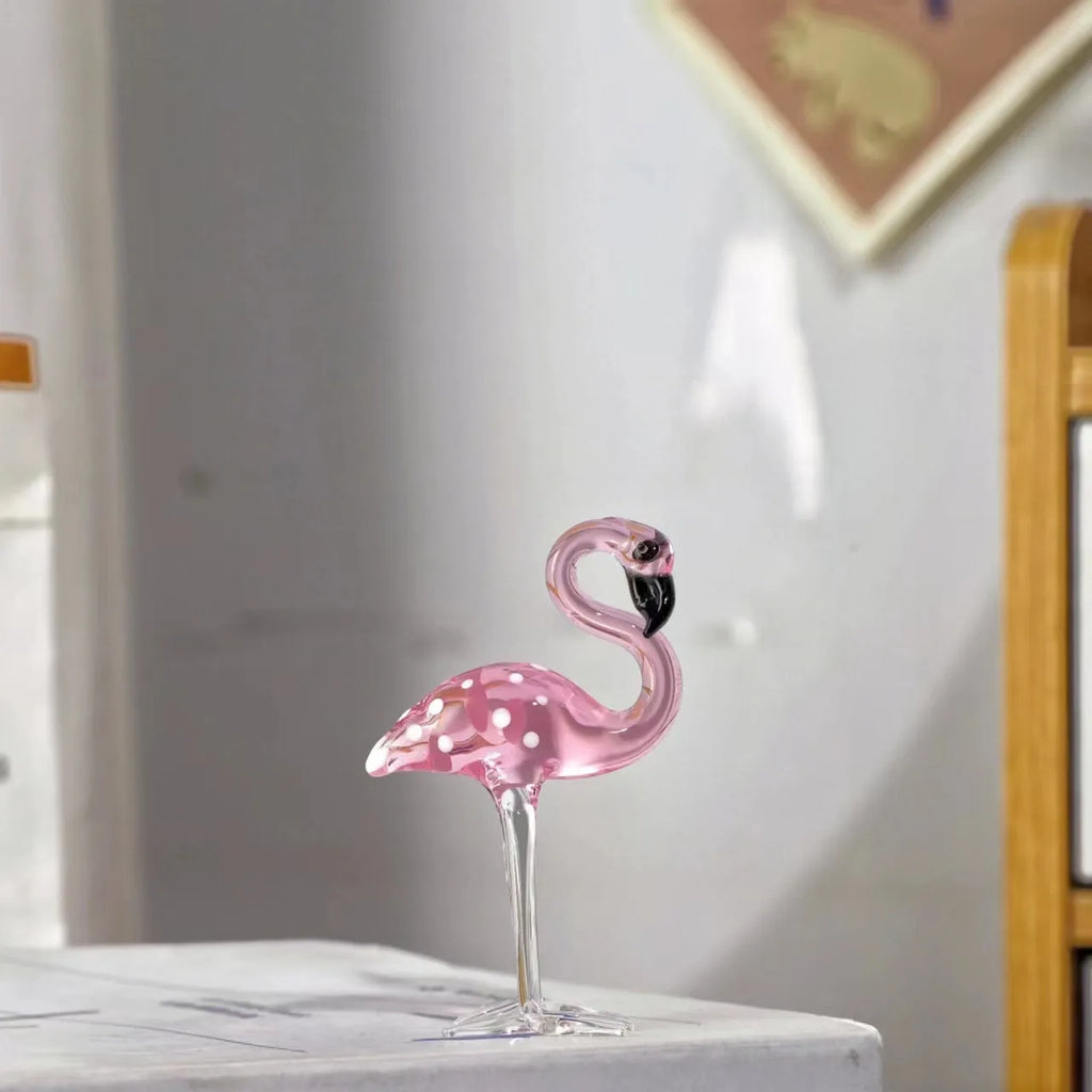 Pink crystal flamingo decorative craft ornament for home hall table display