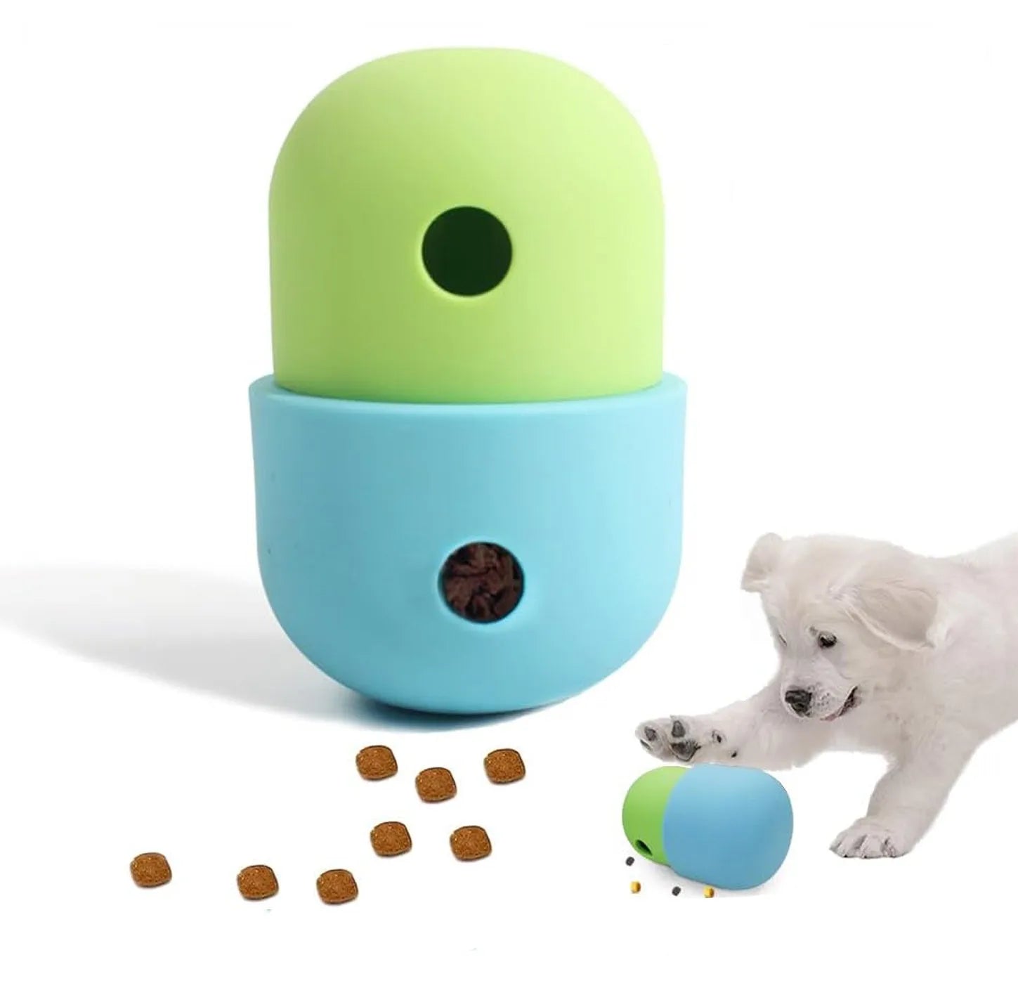 Dog treat puzzle ball 8x11cm in food grade silicone with detachable design