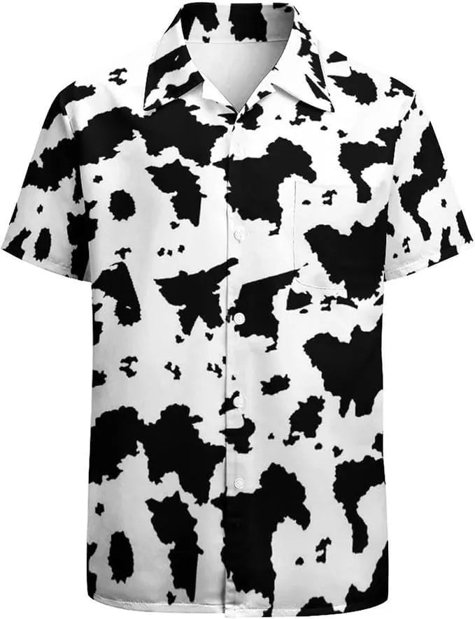 Men's short sleeve camo pattern casual shirt in slim fit with polyester construction