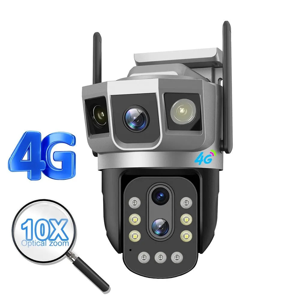 V380 outdoor security camera with 4G connectivity and solar panel
