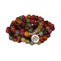 Multi-layer bracelet with 108 beads, a lotus charm, in Tourmaline-coloured alloy.