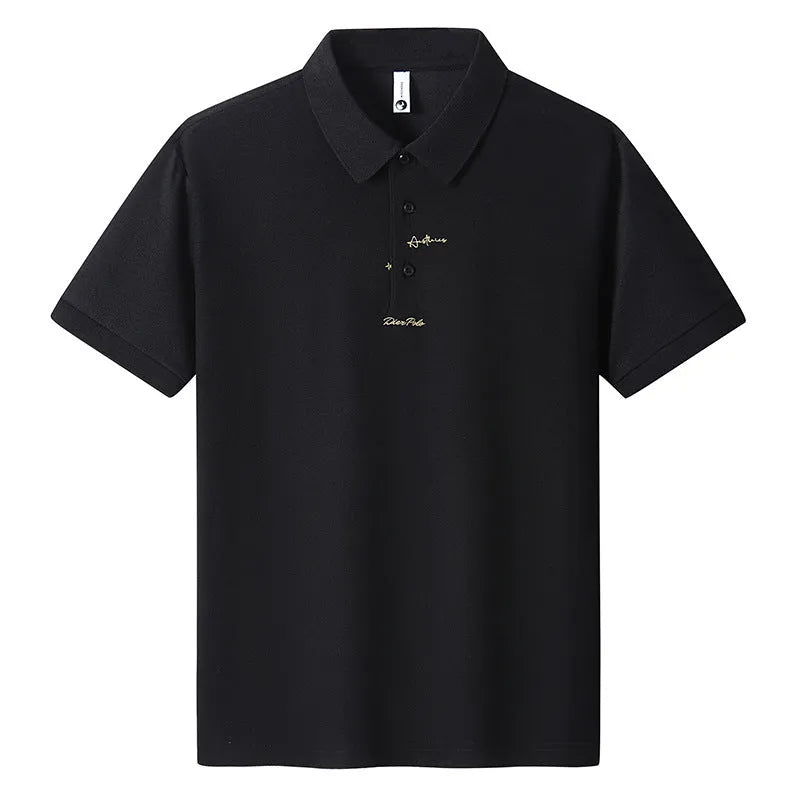 Men's loose fit cotton casual T-shirt in various colours on a size chart background.