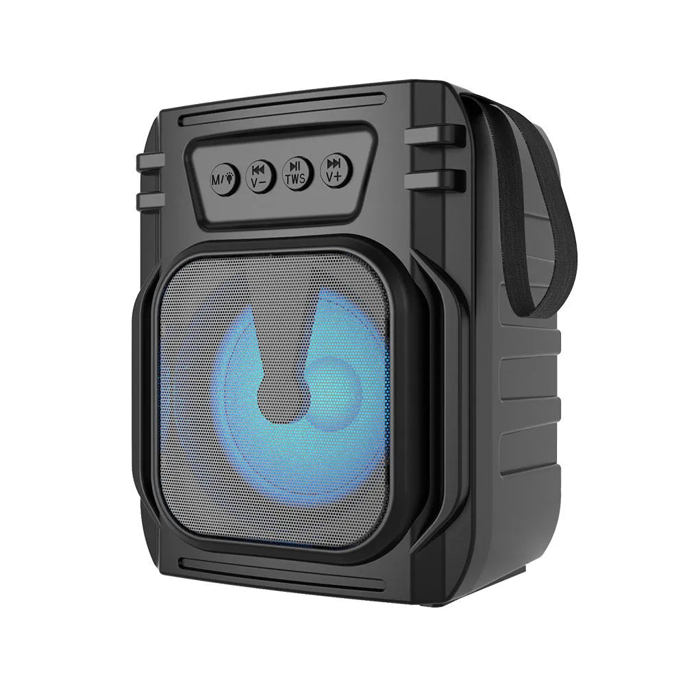 Portable Bluetooth speaker in colour 3107 showing compact card-style design with USB charging port