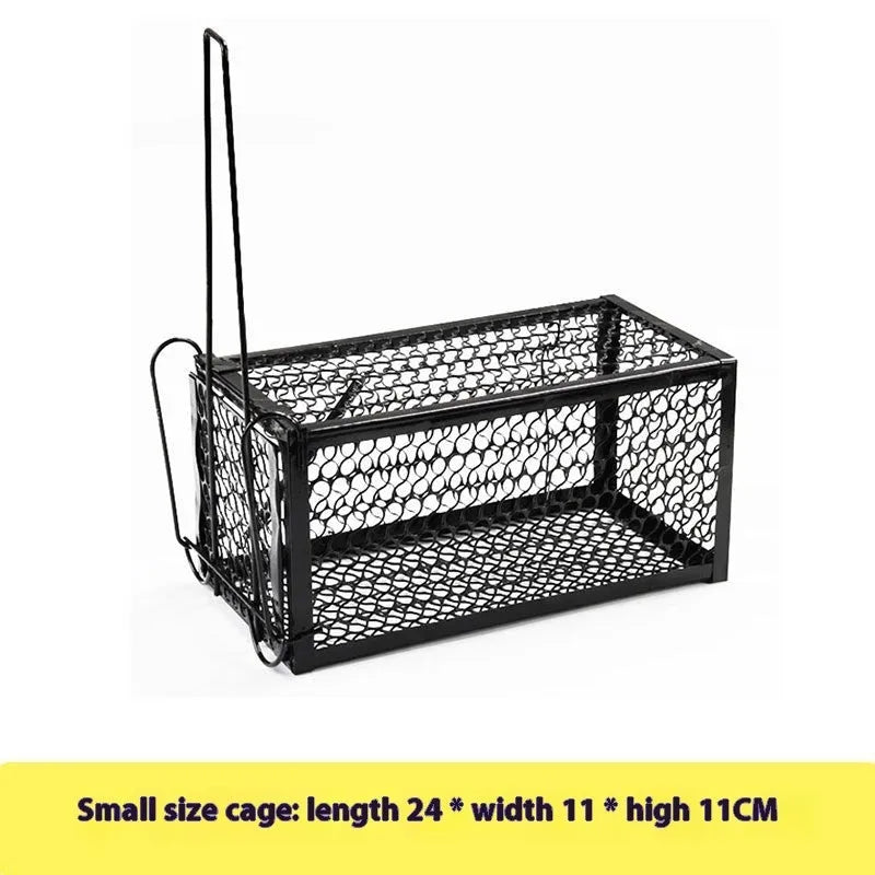 Automatic mouse trap cage in small, medium, and large sizes with metal and plastic construction options.