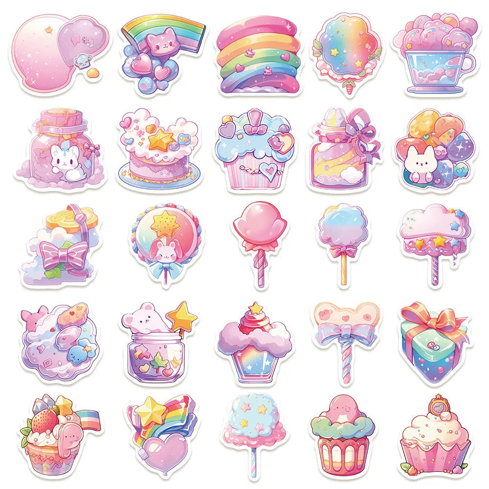 Waterproof decorative stickers with candy design measuring 4-7cm