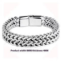 Silver titanium steel hip hop bracelet with geometric design showing front and back view