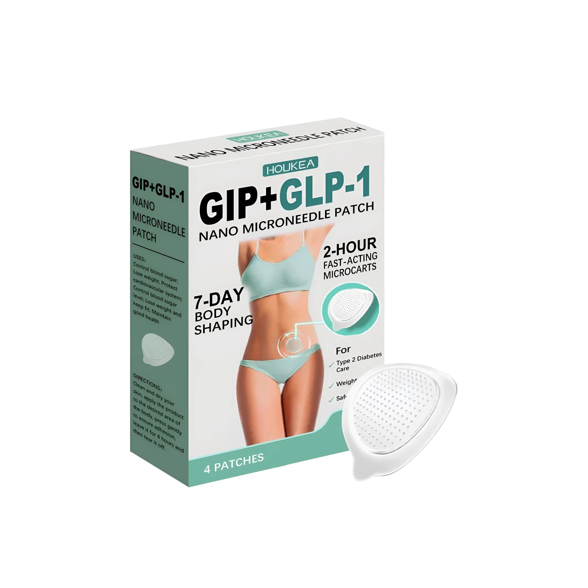 Nano microneedle patch pack containing four facial skincare treatment patches with acetyl hexapeptide-8
