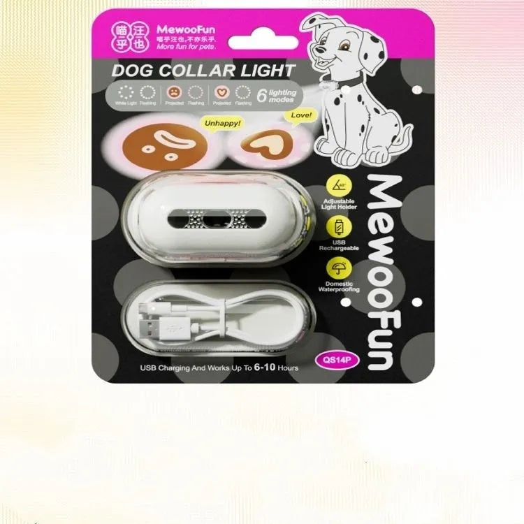 Pet luminous collar with programmable hanging lamp ring in fresh pink colour with sad pattern design