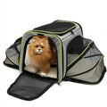 600D cationic polyester cat carrier bag in black with red piping, medium-soft construction
