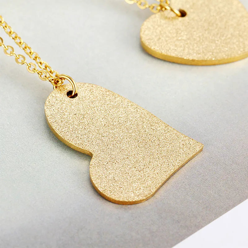 Women's geometric heart-shaped titanium steel necklace pendant colour KN25736-Z
