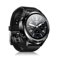Black smart watch with blood pressure monitoring on a silicone strap, showing 1.28-inch touchscreen
