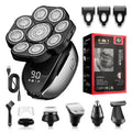 Black 6-in-1 USB rechargeable hair clipper kit with multiple attachments for personal grooming