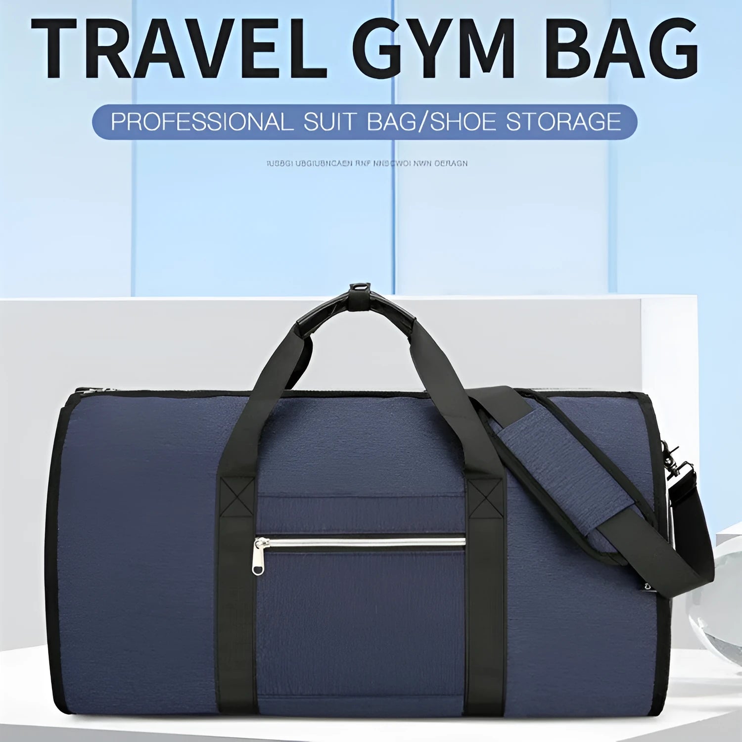 Oxford cloth sports storage bag with waterproof lining in grey colour showing dry wet separation compartments