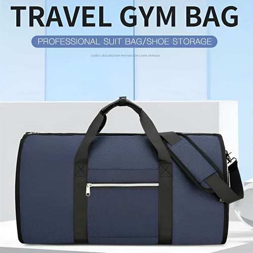 Oxford cloth sports storage bag with waterproof lining in grey colour showing dry wet separation compartments